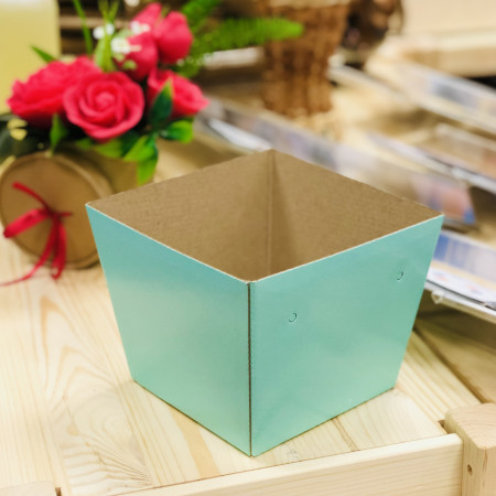 Коробка кашпо для букетов Мята 12х12х15см