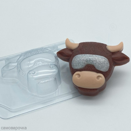 Бык в очках Пластиковая форма для  мыла