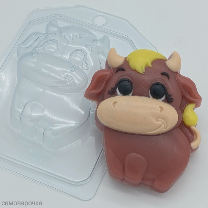 Теленок мультяшный Пластиковая форма для мыла - Для мыла и шоколада