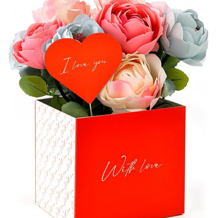 Коробка для цветов с топпером Сердечко 10*10*12 см