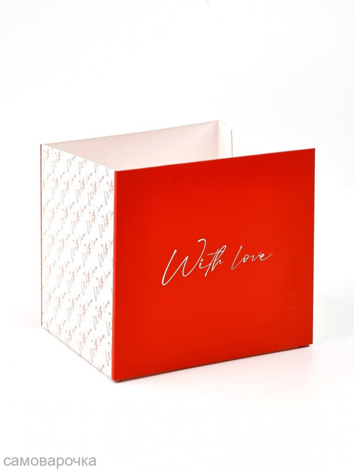 Коробка для цветов с топпером Сердечко 10*10*12 см - 