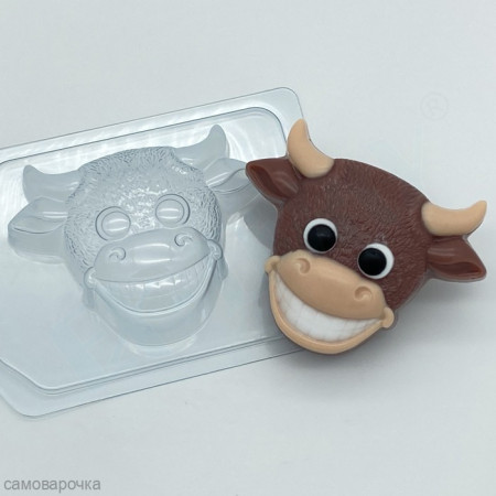 Бык с улыбкой Пластиковая форма для мыла