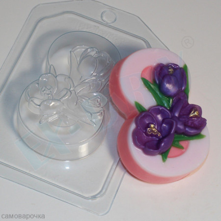 8 Марта - Крокусы по диагонали, форма для мыла пластиковая 8 Марта - Крокусы по диагонали, форма для мыла пластиковая