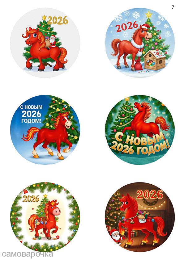 Новогодние круги 2026г. водорастворимая бумага с картинкой подборка №7 - 