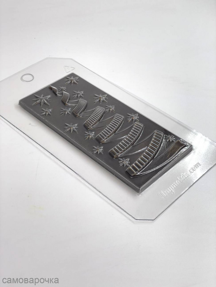 Ёлка серпантин форма пластиковая для плитки шоколада - 