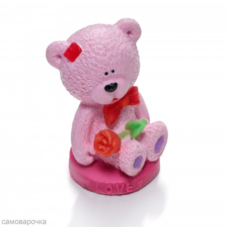 Мишка с бантом и цветочком  Силиконовая форма 3D Мишка с бантом и цветочком  Силиконовая форма 3D