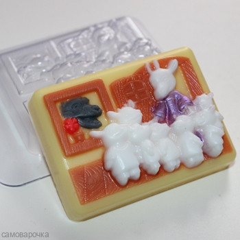 Сказки - Волк и семеро козлят, форма для мыла пластиковая Сказки - Волк и семеро козлят, форма для мыла пластиковая