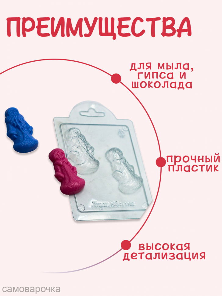 Дед Мороз и Снегурочка мини форма пластиковая - 