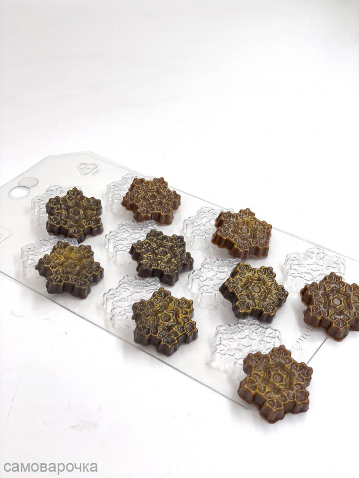 Снежинки зимняя сказка мини форма пластиковая для шоколада - 