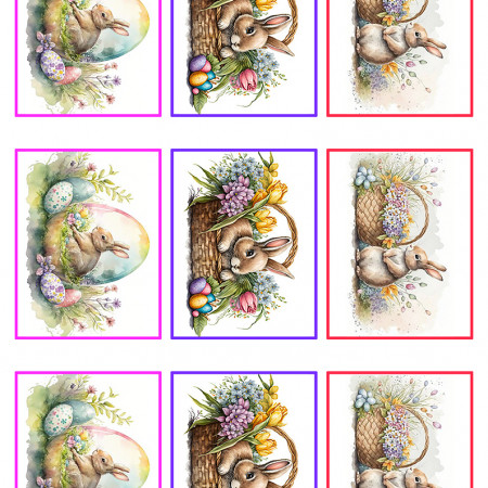 Пасхальные кролики водорастворимая бумага с картинкой подборка №14  Пасхальные кролики водорастворимая бумага с картинкой подборка №14