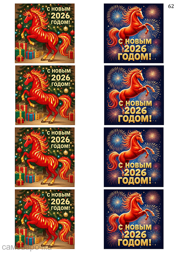 2026год огненного коня водорастворимая бумага с картинкой подборка №62 - 