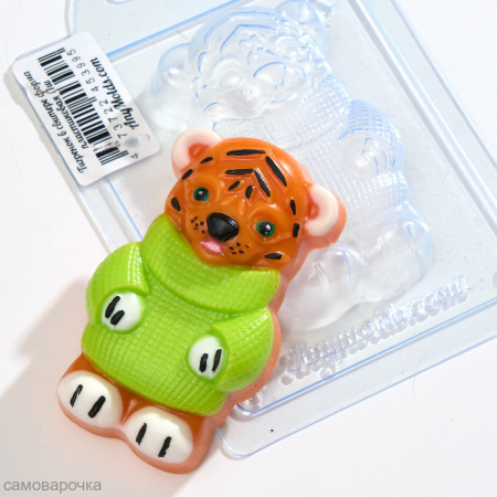 Тигренок в свитере форма пластиковая