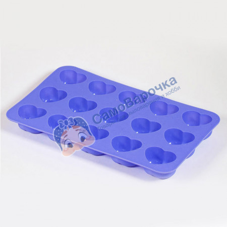 Пятнадцать сердец форма силиконовая  190x110x20 мм