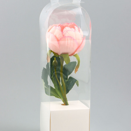 Коробка для мини-букетов и цветов, прозрачная с крафт-основанием, 28×8×8 см, Коробка для мини-букетов и цветов, прозрачная с крафт-основанием, 28×8×8 см,